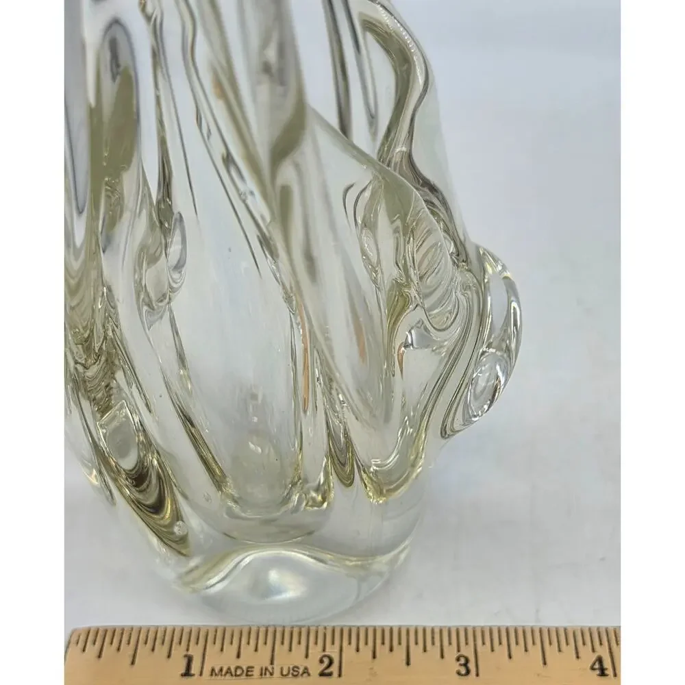 ITALIAN MURANO MCM ART GLASS BASKET ABSTRACT WITH POLISHED PONTIL 8